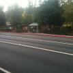 new bus stop shelter and sidewalk